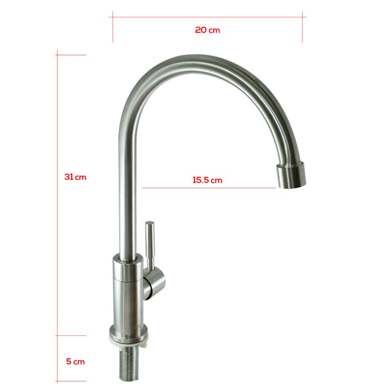 Mr. Plumber ET-100918Q-42-TM Stainless Steel Kitchen Faucet Pillar Tap